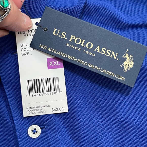 NWT Men’s Size XXL U.S. POLO AASN Short-sleeve Polo Shirt Logo Embroidered Blue - Picture 7 of 13